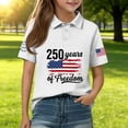 thumbnail image 2 of CCRFTGI 4th of July Pique Polo Shirts for Boys Girls Patriotic 250 Anniversary USA Flag Quick Dry School Uniform Shirts for Kids Summer Lapel Collar T Shirt Short Sleeve Shirt White 5-6 Years, 2 of 7