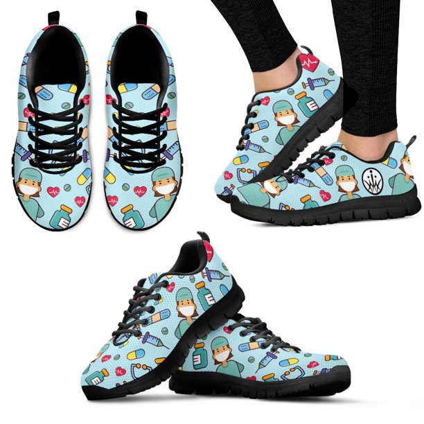 Zapatillas de deporte ligeras de malla con estampado médico y hospitalario para mujer, zapatos de enfermería informales y bonitos para primavera