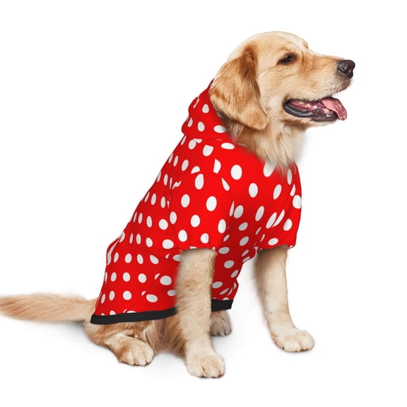 Polka Dot Red Dog Hoodie Colorful Pullover Sweatshirts Small