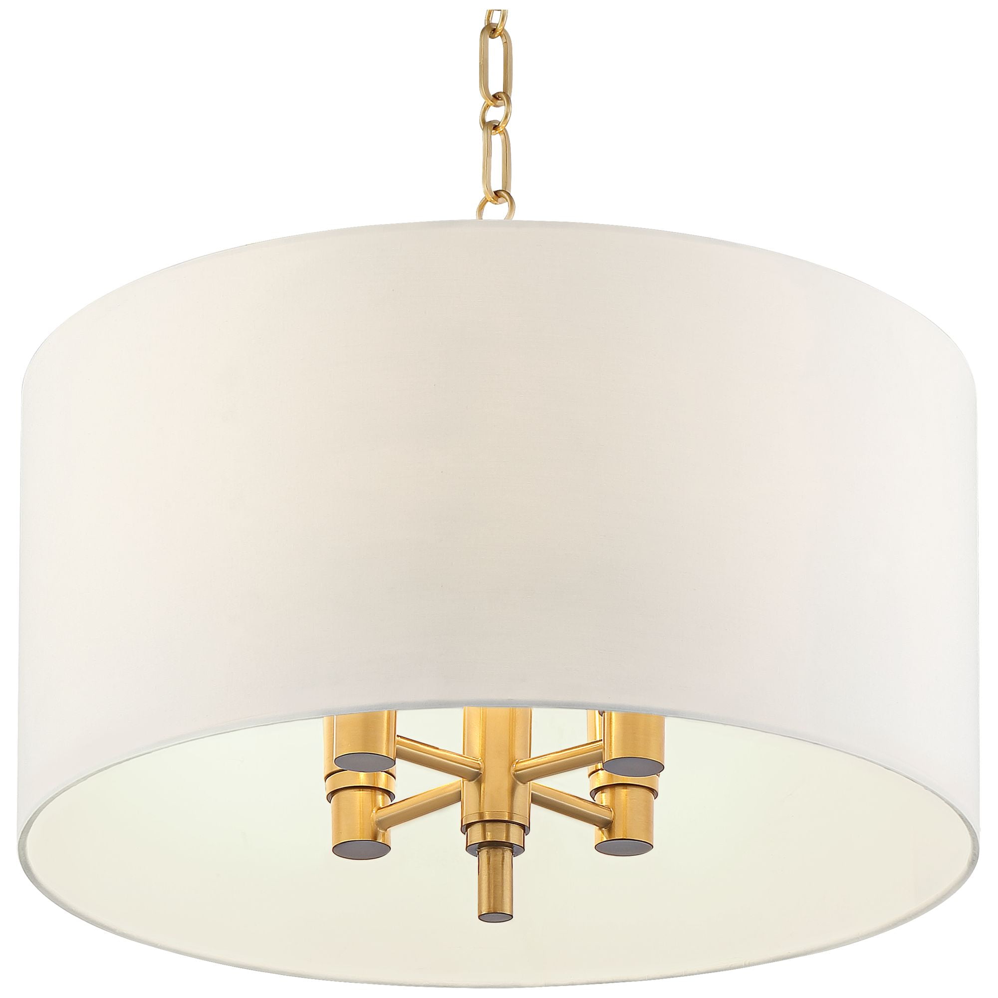 Possini Euro Design Warm Gold Pendant Chandelier 20" Wide Modern White Linen Drum Shade 4-Light Fixture for Dining Room Foyer Kitchen Island Entryway