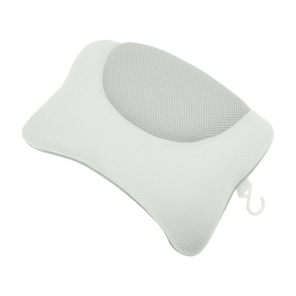 Almohada de baño cuadrada única 1 Pc para cabeza y cuello 14.57"x9.06"x3.15" Blanco Gris