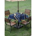 thumbnail image 4 of Outdoor Tablecloths with Umbrella Hole & Zipper, Navy Blue Moire 60x60 Inch Square Tablecloths, Modern Abstract Art Waterproof Table Cloth, Patio/Pool/Picnic Table Covers, 4 of 8