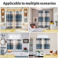 thumbnail image 6 of Blue Brown Plaid Kitchen Curtains 84 Inch Length, Vintage Abstract Stripes Lattice Grommet Top Bedroom Living Room Curtains, Light Filtering Cafe Curtain Drapes 2 Panels Set 84''x84'', 6 of 9