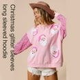 thumbnail image 5 of Women Sequins Long Sleeve Christmas Sweatshirt Santa Graphics Loose Pullover Top, 5 of 15