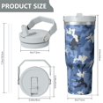 thumbnail image 3 of Camouflage 30oz Handheld Travel Tumbler with Handle – Double Wall Stainless Steel Insulated Cup, Flip Straw Lid, Leak-Proof & BPA-Free for Hot and Cold Drinks – Durable Coffee & Juice Mug White, 3 of 6