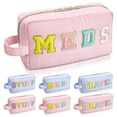 thumbnail image 5 of Qweryboo Chenille Letter Medicine Bag, Cute Preppy Seersucker Meds Bag Pink Medicine Bag Organizer Portable Travel Patch Makeup Bag for Women(Pink - MEDS), 5 of 8