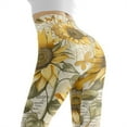 thumbnail image 5 of DISNIMO Sunflower Butterfly Printed High Waisted Yoga Pants for Women, Soft Workout Leggings with Tummy Control Yoga Pants Leggings for Running Cycling, Beige, L, 5 of 6