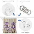 thumbnail image 3 of Purple Iris Shower Curtain Set - 48" x 72" Washable Bathtub Curtain with 12 Hooks, Spring Vintage Flowers Butterfly Leaves Khaki Waterproof Fabric Stall Shower Curtains for Bathroom/Bathtub Décor, 3 of 6
