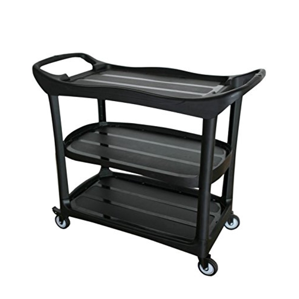 Large Size Utility Cart, 3 Shelf Cart with Heavy Duty Plastic Shelves H 37.6" x L 44.6" x W 21