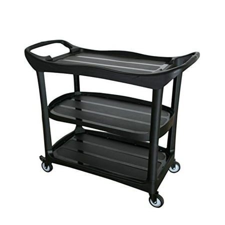3 Shelf Plastic Utility Cart - Large Size Utility Cart, 3 Shelf Cart with Heavy Duty Plastic Shelves H 37.6