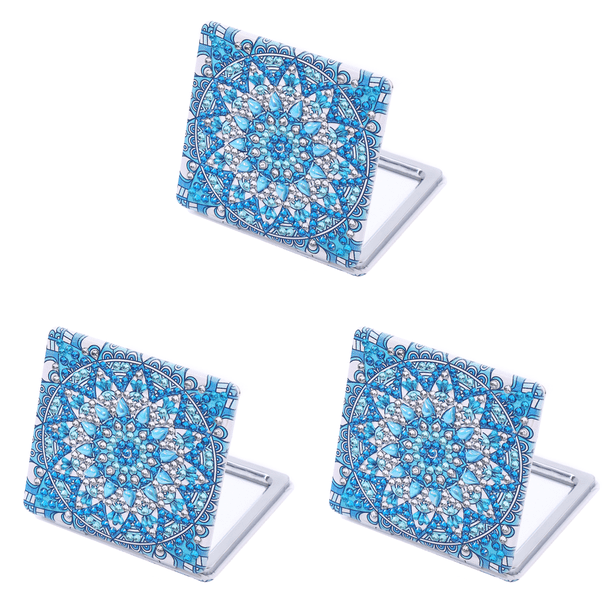 Espejo de maquillaje Wdftyju con pintura de diamante DIY doble cara 3 piezas