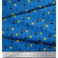 thumbnail image 2 of Soimoi Blue polyester Crepe Fabric Cactus Leaves Print Sewing Fabric Yard 42 Inch Wide, 2 of 3