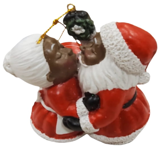 Ashland Glass African American Mr. and Mrs. Clause Christmas Ornament