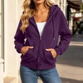 thumbnail image 4 of Womens Hoodies Zip Up Solid Color Casual Full-Zip Blouses Hoodie Drawstring Long Sleeve Comfortable Y2k Winter Zip Up Jackets Oversized Tops With Pockets, 4 of 9