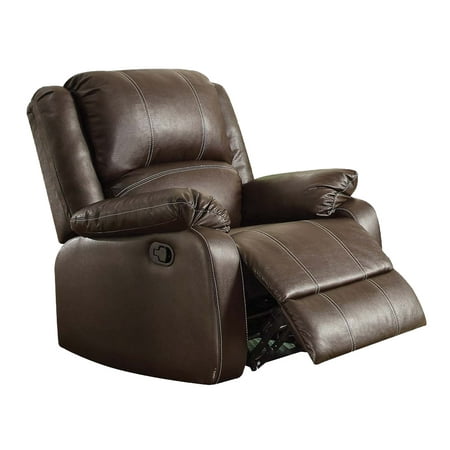 ACME Zuriel Wooden Frame Rocker Recliner in Brown Faux Leather