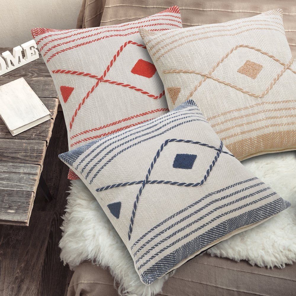LR Home Coastal Edge Geometric Diamond Throw Pillow