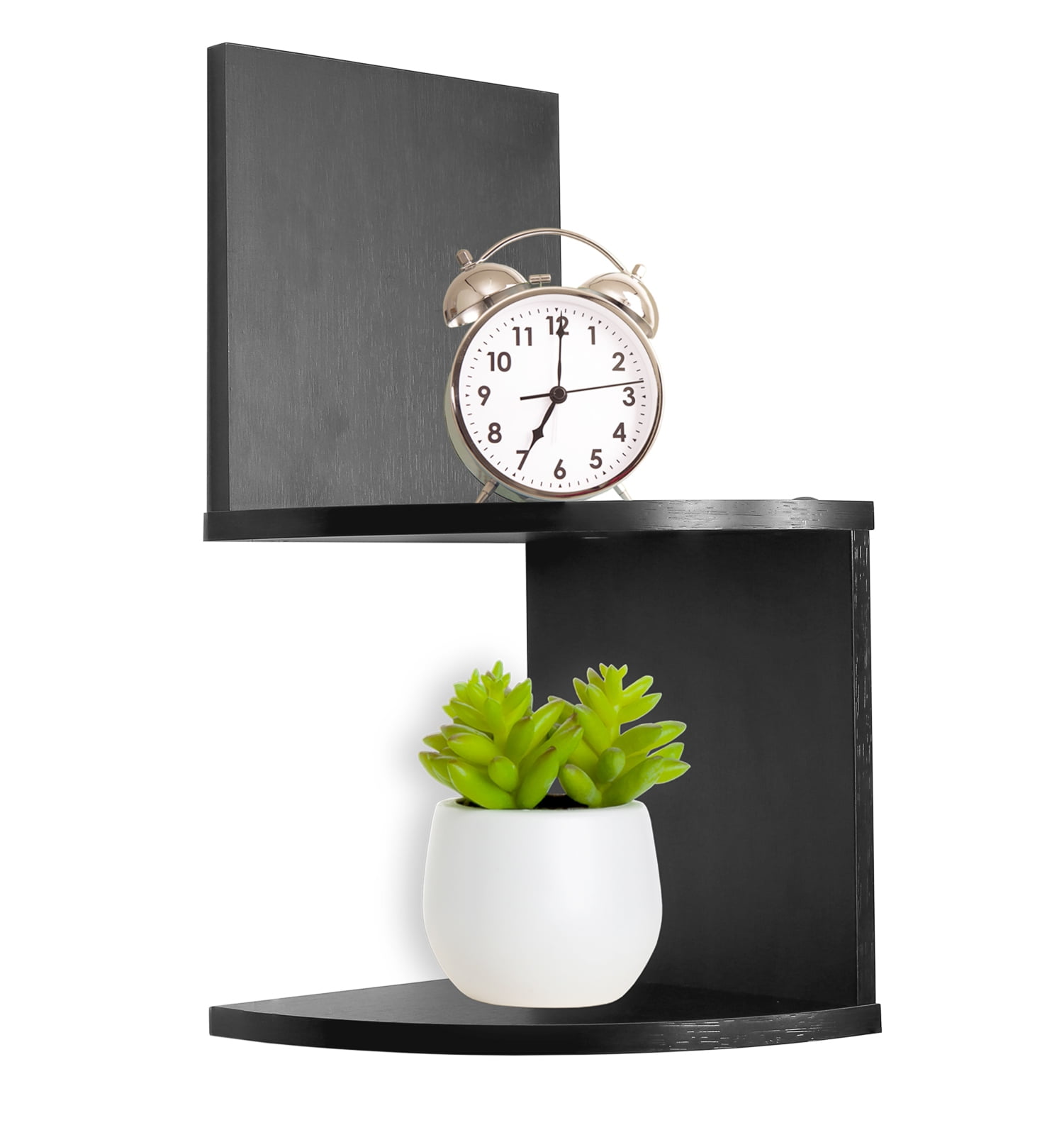 Greenco Modern Design 2 Tier Corner Wood Floating Wall Mounted Shelves, Espresso