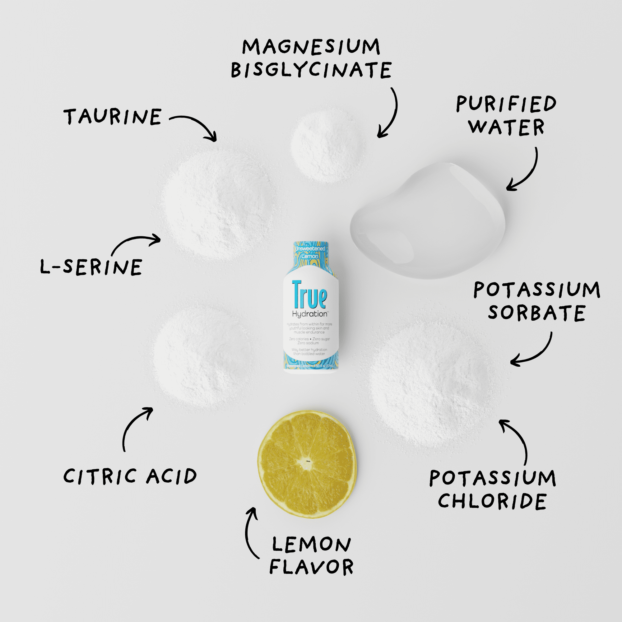 True Hydration Shots Unsweetened Lemon Water – 12 Pack of 1.93 fl oz – Electrolytes – Amino Acids – Zero Sugar – Zero Sodium – Vegan – Gluten-Free