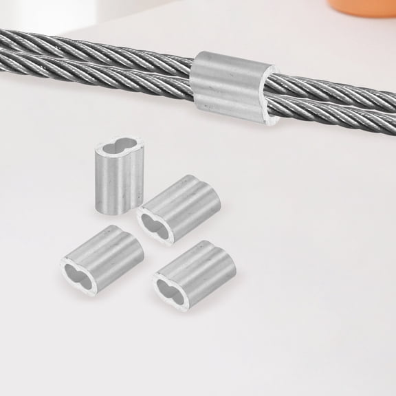 OUNONA 120pcs Aluminum Crimping Loop Sleeve For Wire Rope Cable Ferrule For Wire Rope Crimps Fencing Cord Clamps And Electric Rope Connector