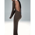 thumbnail image 6 of Cenuakty Women  Long Sleeve Long Bodycon Dress Solid Color Backless Dress Fall Fashion Party Dress, 6 of 9