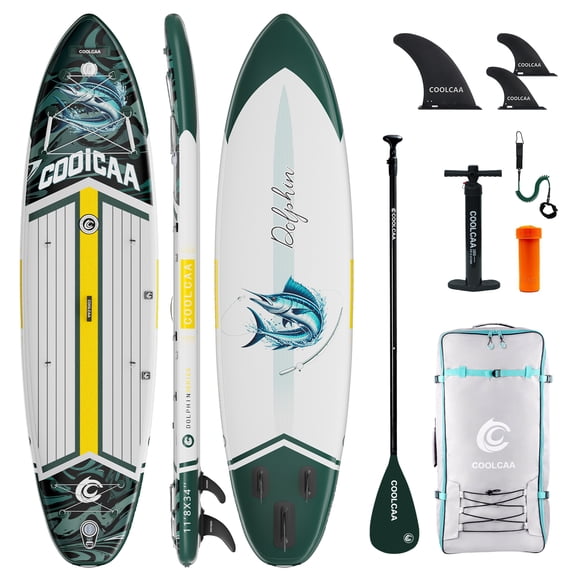 COOLCAA 11'8" Inflatable Stand Up Paddle Board, 490 lb Capacity Family SUP Kit