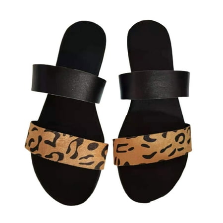 

Hvyesh Sandals Women Womens Comfort Flat Slide Sandals Open-Toe Soft Feetbed Slip On Walking Summer Slippers Shoes for Women