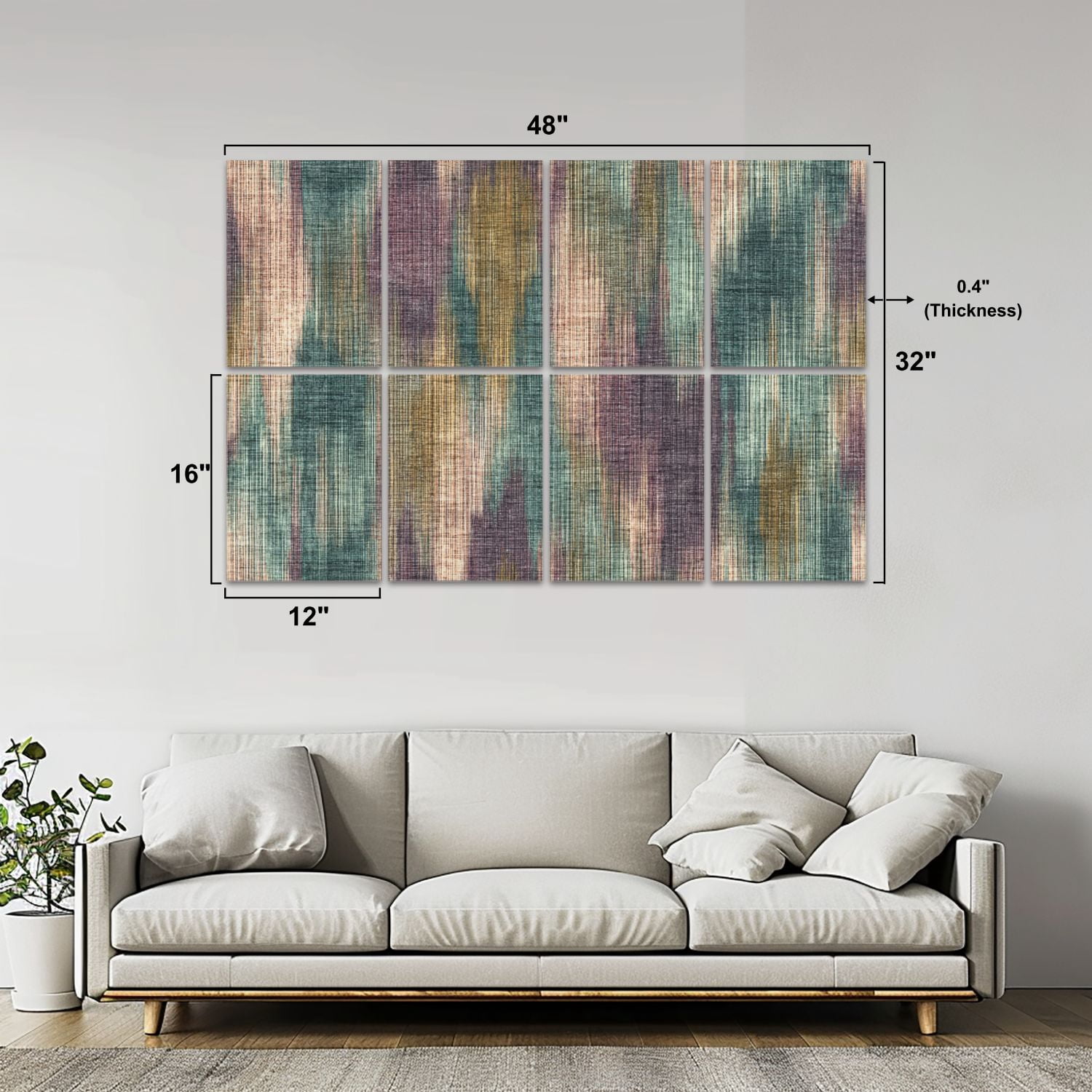 8 Pack Art Acoustic Panels Sound Absorbing Abstract Multi Color Striped Decorative Soundproof Wall Panels Self Adhesive for Nursery Game Room Bedroom 48"x32"