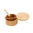 thumbnail image 3 of Tarros de especias de bambú, azucarero, dispensador multiusos con tapa, cilindro, contenedor de condimentos, caja de condimentos para hornear, hogar y Hotel Doble rejilla, 3 of 10