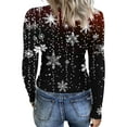 thumbnail image 4 of Womens Christmas Shirts Xmas Printed Round Neck Ribbed Knit Slim Fit Christmas Tee Tops Fall Winter Trendy Outfits, 4 of 6
