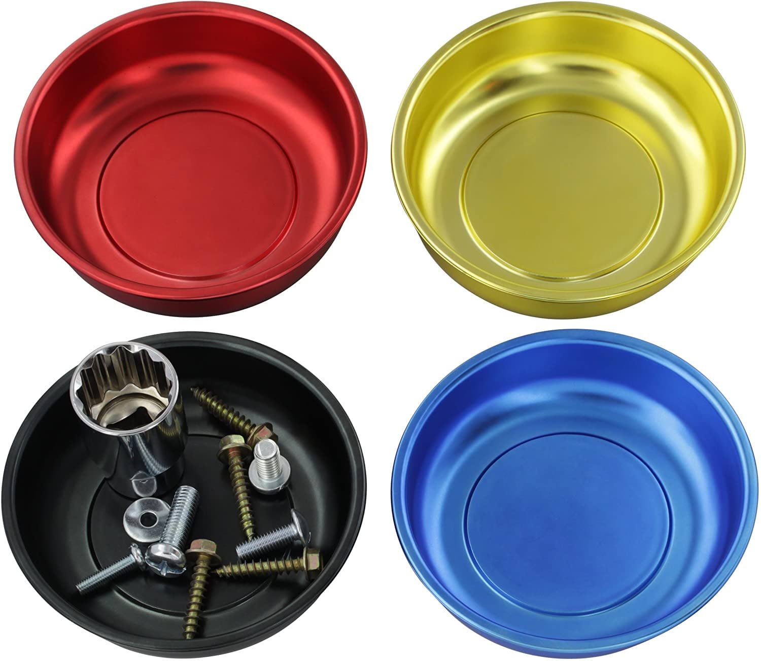 6" Magnetic Round Tray Bowl Dish Tidy Nuts Screw Bolts Car Parts Mechanic Garage 