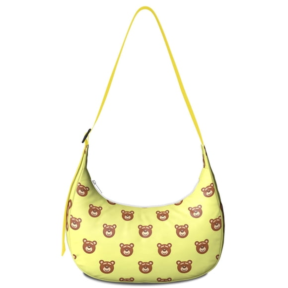 Sac Bandoulière Imprimé Ours Artistique Croissant pour Femmes Hommes, Motif Ours Polaire Mignon, Design Esthétique Sauvage Forêt Hiver