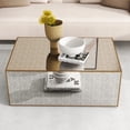 thumbnail image 4 of SHYFOY Modern Mirrored Coffee Table with Brushed Gold Metal Frame – Rectangular Living Room Center Table, 35.4" L x 23.6" W x 13.78" H, 4 of 10