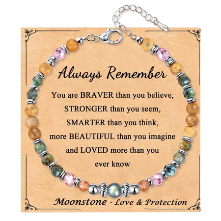 Women's Moonstone Bracelet, Meaningful Love Protection Bracelets for Her, Mothers Day Graduation Christmas Birthday Gift Ideas for Women