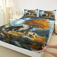 thumbnail image 3 of jejeloiu Jungle Wolf Bear Bed Sheets,Natural Scenery Snow Mountain King Sheets,Autumn Fall Maples Sheet Set For Kids,Super Cozy Room Decor,4 Pieces, 3 of 7