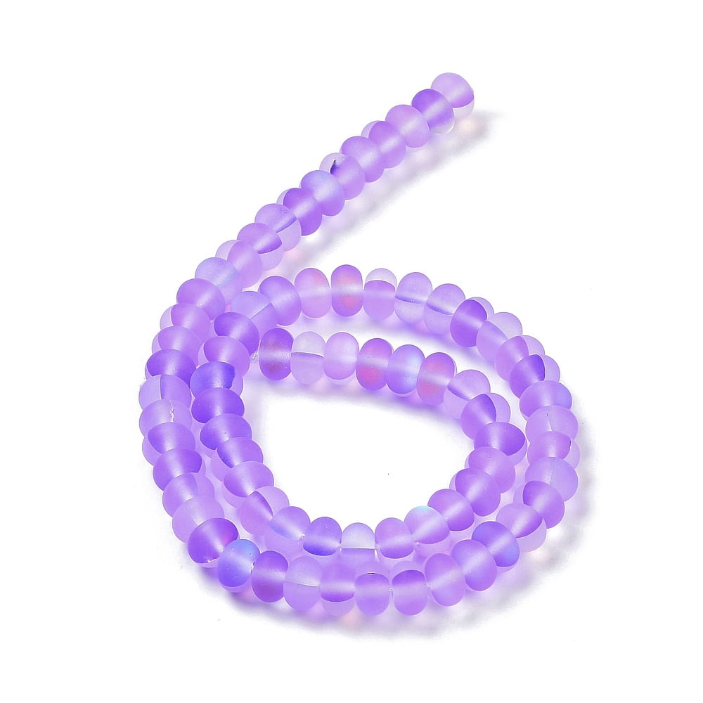 Frosted Transparent Glass Beads Strands Rondelle Lilac 8x5mm Hole: 1mm about 75pcs/strand 14.96''(38cm)