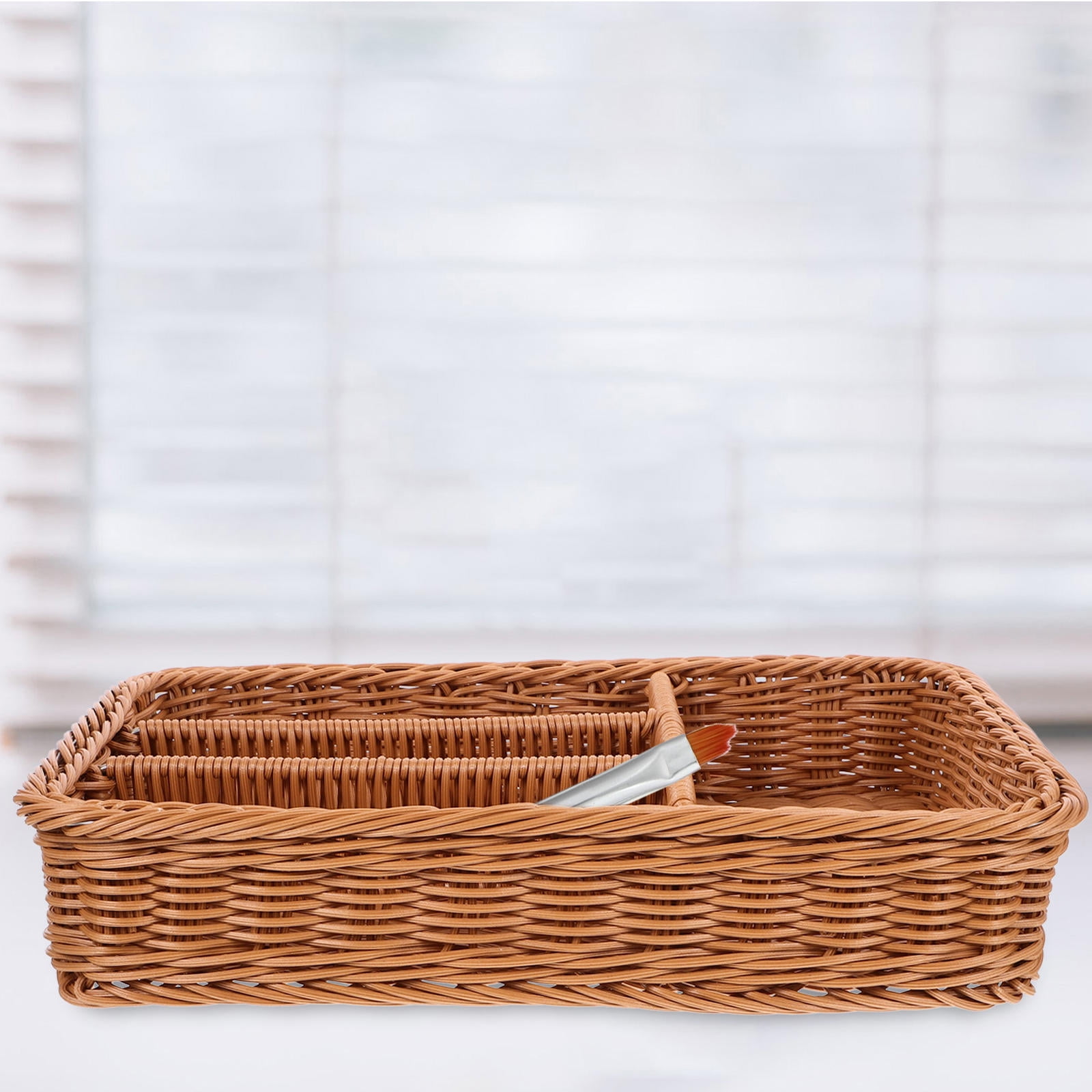 MIPCASE Cutlery Storage Basket for Silverware and Utensils, Chocolate PP Holder Tray Organizer for Kitchen Drawer