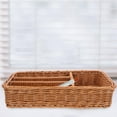 thumbnail image 2 of Uonlytech Chocolate Rattan Cutlery Tray Imitation Woven Mesh for Kitchen Storage, 2 of 5