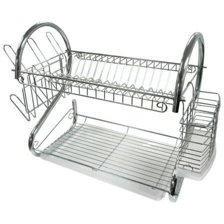 Better Chef 16 Inch Chrome Dish Rack 2 Level S Shaped Cutlery Holder DR-16