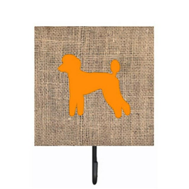 Poodle Burlap And Orange Leash Or Key Holder