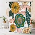 thumbnail image 2 of Boho Floral Shower Curtain, Modern Flower Shower Curtains for Rustic Vintage Bathroom Decor, Abstract Fabric Cloth Shower Curtain, Colorful Tropical Leaves, 72x72, 2 of 6
