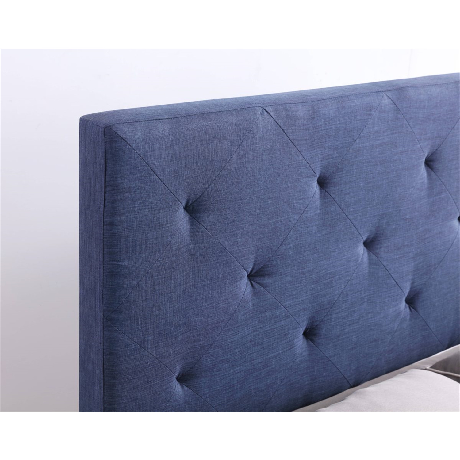 Hodedah HIHB13 F BLUE Full-Size Upholstered Tufted Rectangular Headboard - Blue