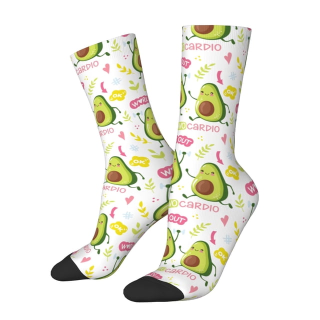 Balery Avocado Work Out Calcetas Largas con Estampado para Hombre y Mujer – Suaves y Transpirables, Talla Única (US 5-11)