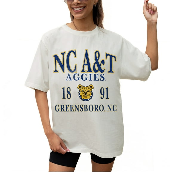 Women's Gameday Couture Cream North Carolina A&T Aggies Unity Oversized T-Shirt