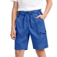 thumbnail image 3 of Zwiiyzr Kids Boys Half Cargo Shorts Solid Color Loose Kids Casual Shorts Active Summer Clothes with Pockets Blue, 3 of 8