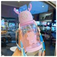 thumbnail image 2 of Water Bottle Antlers Shape Cartoon Print with Straw and Backing Strap Water Jar Water Bottle with Portable Strap 600ml Large Capacity Water Bottle Durable and Lightweight Plastic  600ml T, 2 of 8