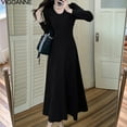 thumbnail image 1 of Vigonne 2025 Robe Longue en Tricot à Col Rond pour Femme Printemps Rouge Manches Longues Robes Tricotées Femme Automne Robe Pull Serrée de Fête, 1 of 5