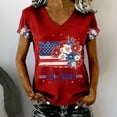thumbnail image 2 of NMMUED Womens 250 Years Graphic T-shirts Patriotic Floral American Flag V Neck Short Sleeve Tops 4th of July Independence Day Since 1776 Casual Summer Holiday Wear Red M, 2 of 8
