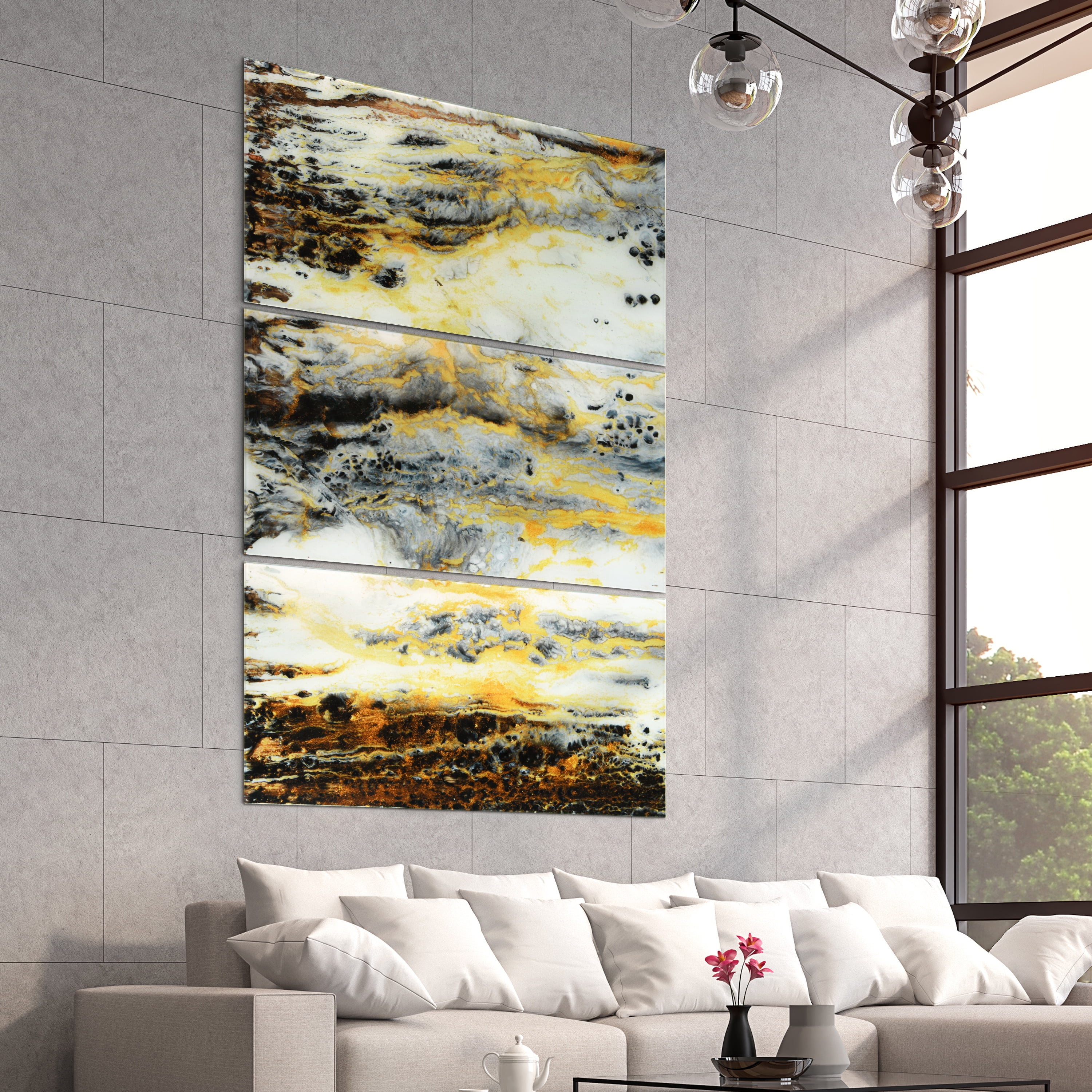 Granite I ABC 36 in x 72 in Mixed Media Art, by Empire Art 3 Count