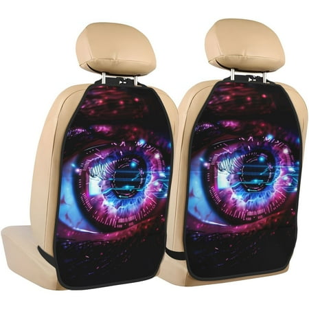 Zeuib v Print Anti-kick Storage Mat for Car Seats 2 Pcs Car BackSeat Organizer Kick Mat Seat Protector Car Travel Accessories Backseat Protector Cover with Storage Bag