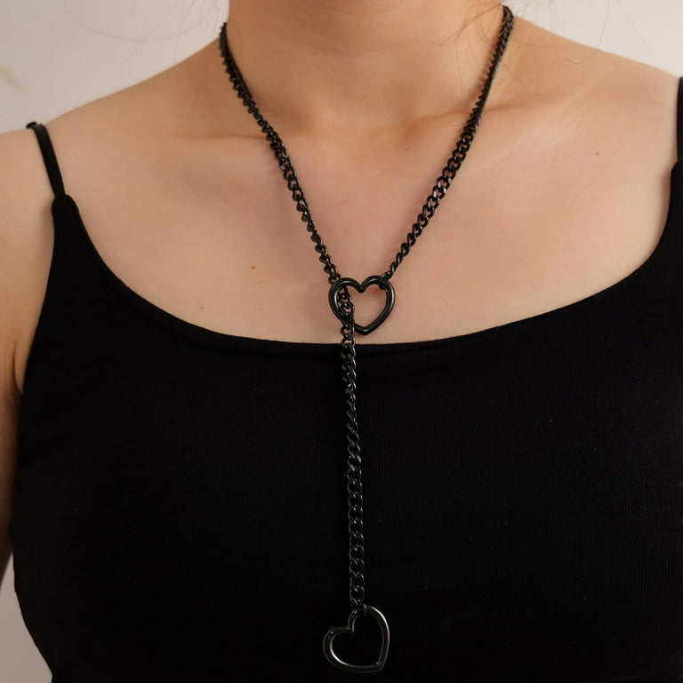 delivery Heart chain necklace ネックレス Amazon.com: Heart Slip Chain Necklace for Women Goth Choker